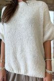 Made in Italy Big Softie Cap Sleeve Knit Top Ecru